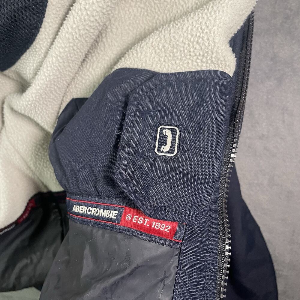 Y2K Abercrombie & Fitch A92 Jacket Mens L Fleece Lined Zip Coat Navy - Picture 5 of 16